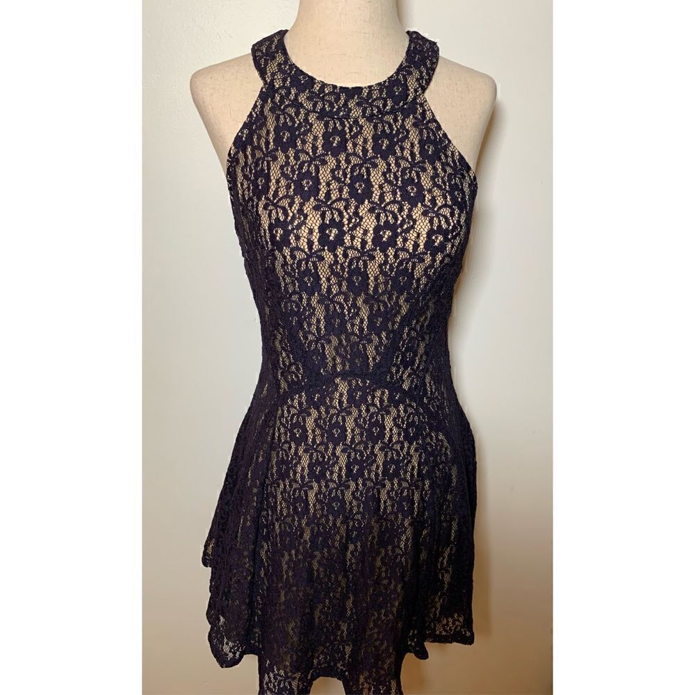 Blue lace dress size small form fitting